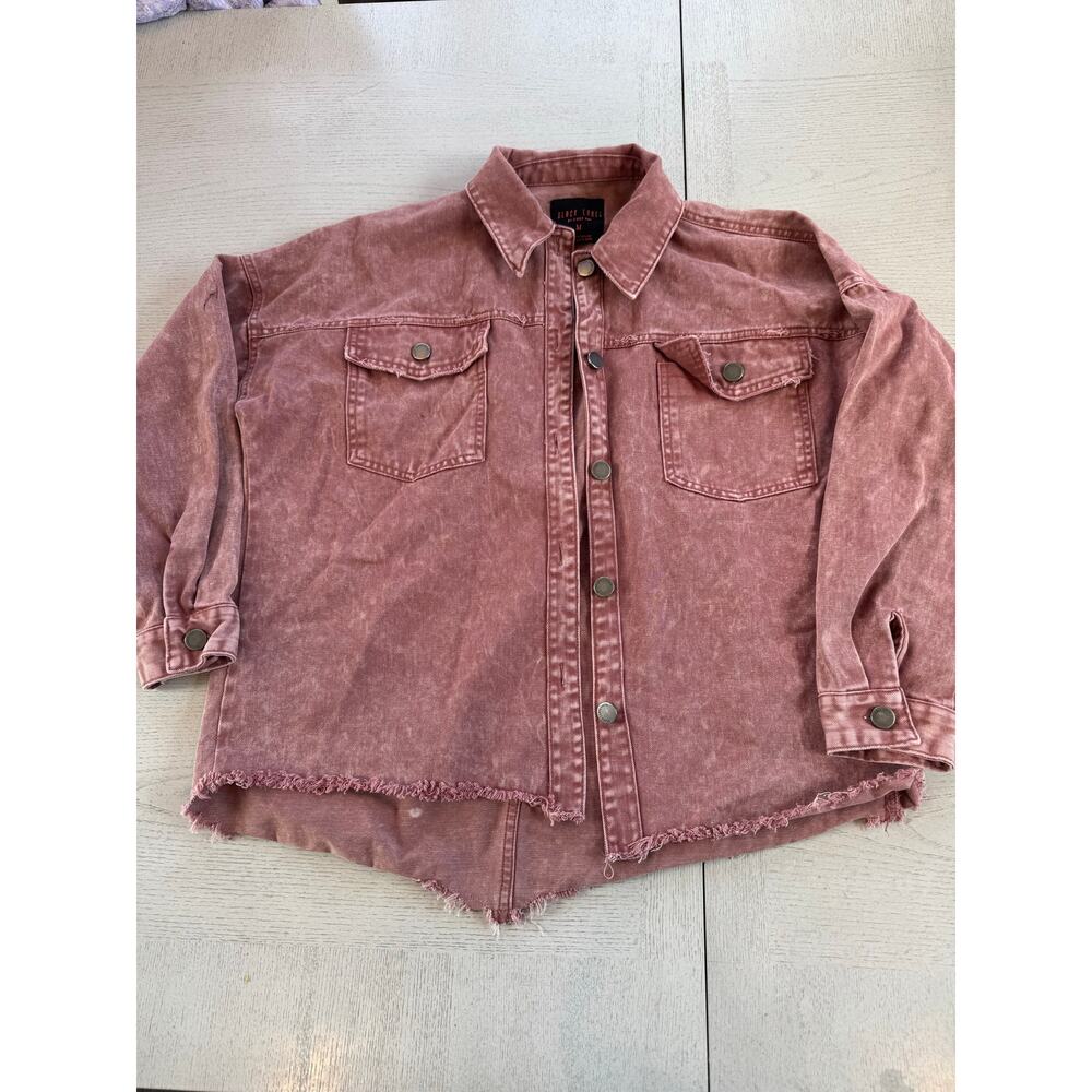 C'est Toi Black Label Red Distressed Denim Grunge Jacket Whimsigoth Skater